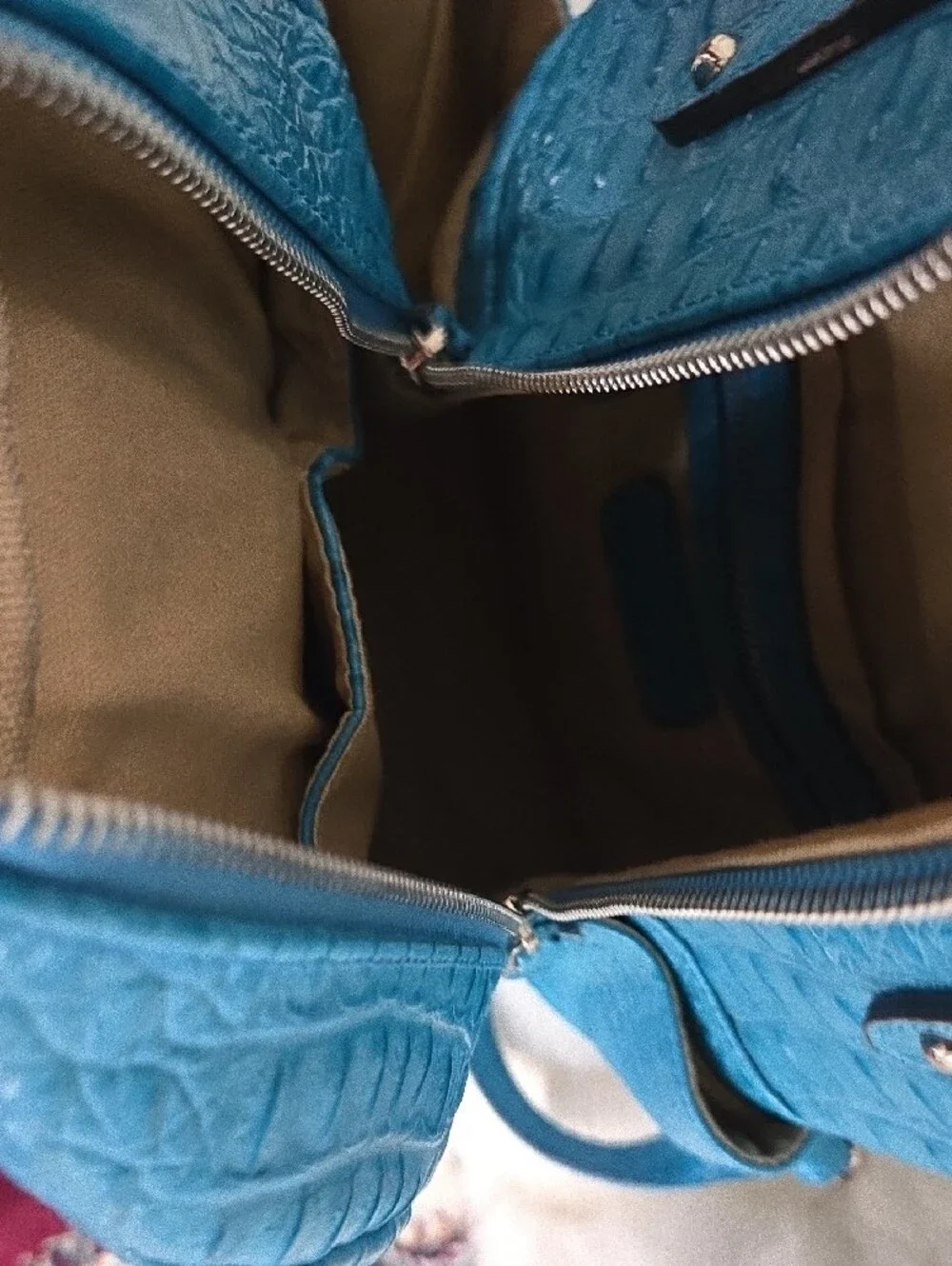 Women's Teal Croc-Embossed Sling Backpack